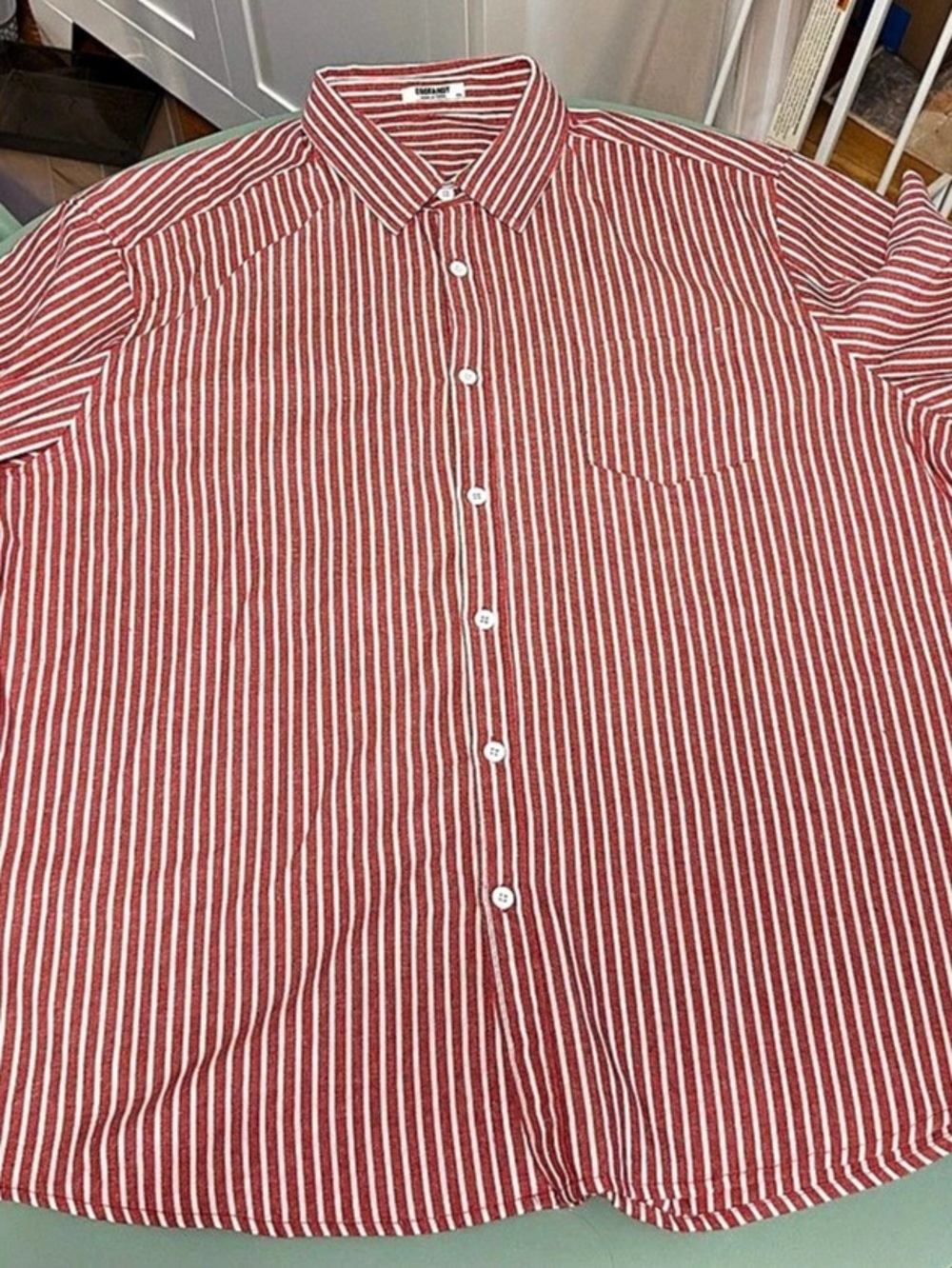 COOFANDY Men's Striped Button Down Red & White XL